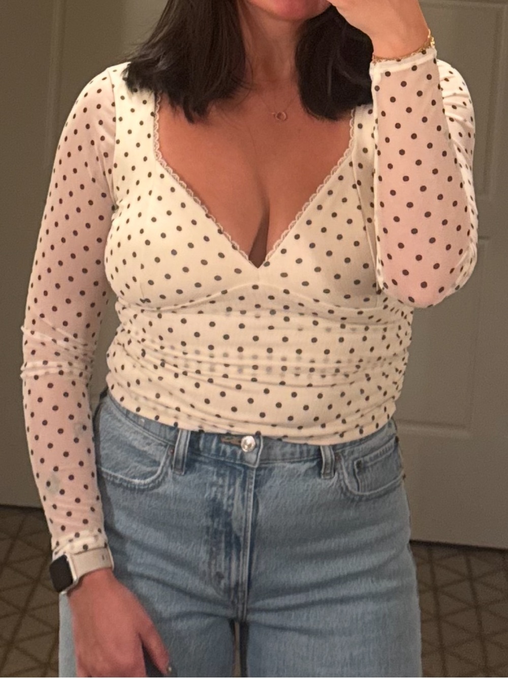 Abercrombie & Fitch Bra Free Polka Dot Long Sleeve